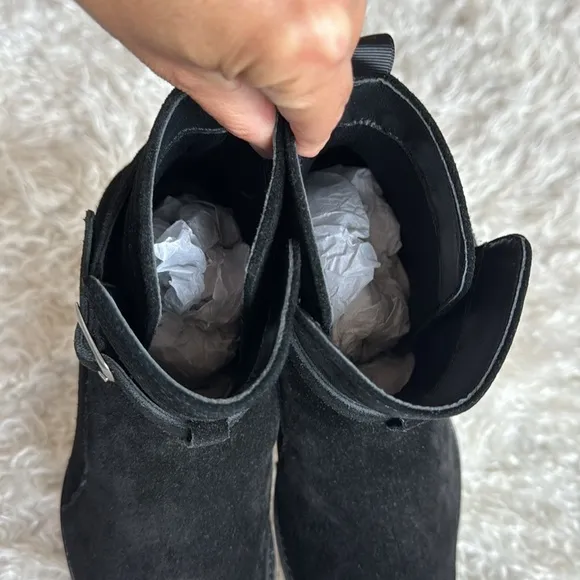 New Black Suede Leather Men’s Dress Ankle Boots/Booties Sz 7