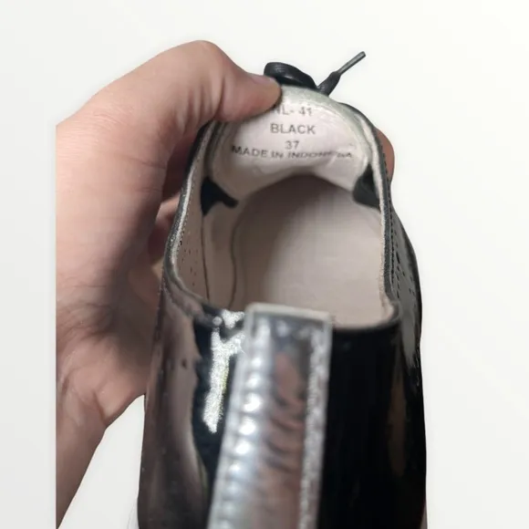 NEW BLACKSTONE NL41 Black Patent Leather Sneaker, Size 37/Size 6.5