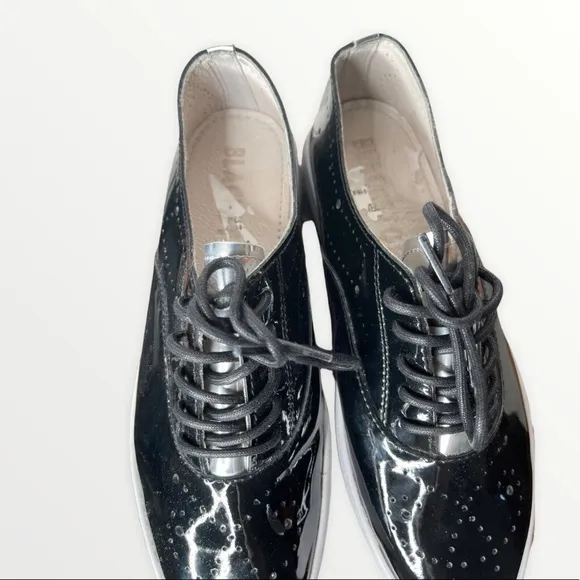 NEW BLACKSTONE NL41 Black Patent Leather Sneaker, Size 37/Size 6.5