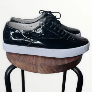 NEW BLACKSTONE NL41 Black Patent Leather Sneaker, Size 37/Size 6.5