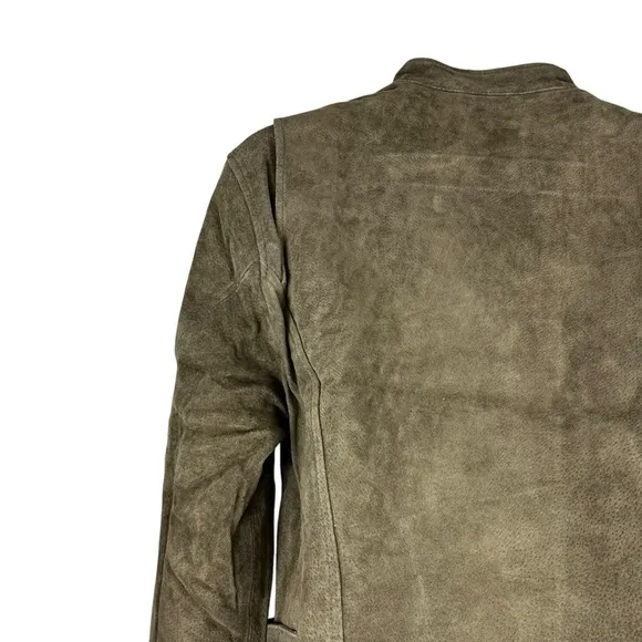 NEW BLANKNYC Cropped Suede Moto Boho Jacket Rosemary Green 100% Leather Jacket