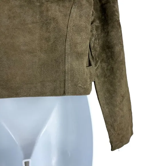 NEW BLANKNYC Cropped Suede Moto Boho Jacket Rosemary Green 100% Leather Jacket