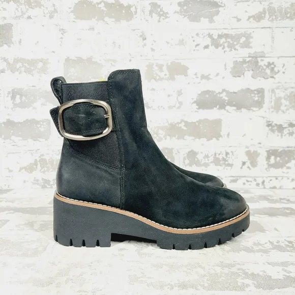 NEW Blondo Dahlia Black Nubuck Waterproof Motorcycle Booties F797