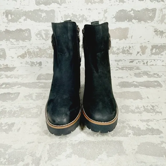 NEW Blondo Dahlia Black Nubuck Waterproof Motorcycle Booties F797