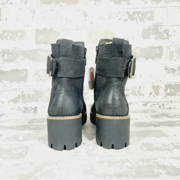 NEW Blondo Dahlia Black Nubuck Waterproof Motorcycle Booties F797