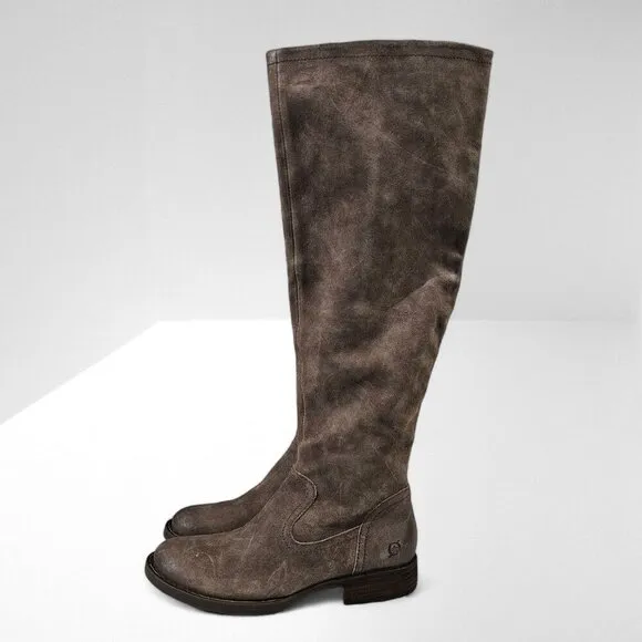 NEW Born Britton Over The Knee Boot Womens Size 8 Brown Distressed Leather