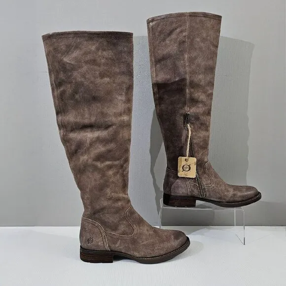 NEW Born Britton Over The Knee Boot Womens Size 8 Brown Distressed Leather