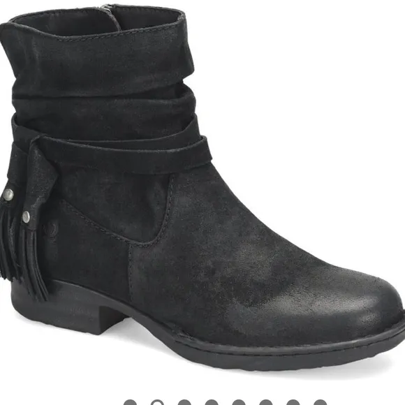NEW BORN Kenya Black Distressed Fringe Moto heel ankle boots women size 6