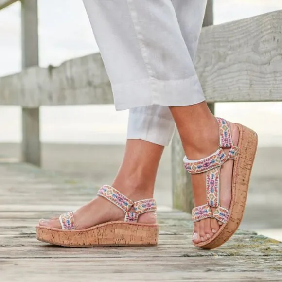 new Born Sirena Cork Platform Wedge Ankle Strap Sandals Womens  (252)