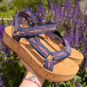 new Born Sirena Cork Platform Wedge Ankle Strap Sandals Womens  (252)