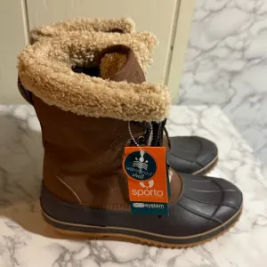 NEW brown &quot;Sporto&quot; brand winter boots with a faux fur lining Waterproof Size 11