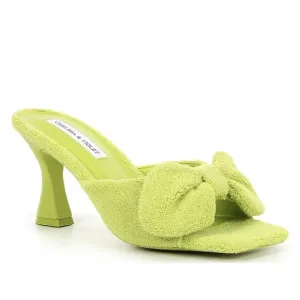 NEW Chelsea &amp; Violet Paris Terry Cloth Bow Slide Sandals in Lime Green