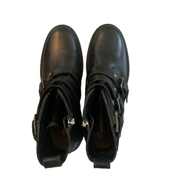 NEW CLARKS ORINOCO2 WOMEN'S BLACK LEATHER STUD BOOTS 9