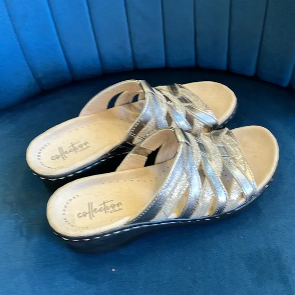 New Collection by Clarks Lexi Mina metallic slip on sandal
