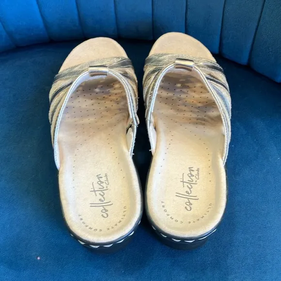 New Collection by Clarks Lexi Mina metallic slip on sandal
