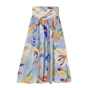 NEW DE LORETA clavel skirt jaleo celeste in light blue multi