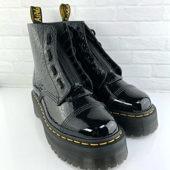 NEW! Dr Martens Sinclair Leopard Emboss Patent Leather Platform Boots Sz W7 UK 5