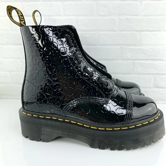 NEW! Dr Martens Sinclair Leopard Emboss Patent Leather Platform Boots Sz W7 UK 5