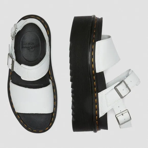 NEW Dr Martens VOSS Hydro White Leather Platform Strap Sandals Woman EU 42 US 10