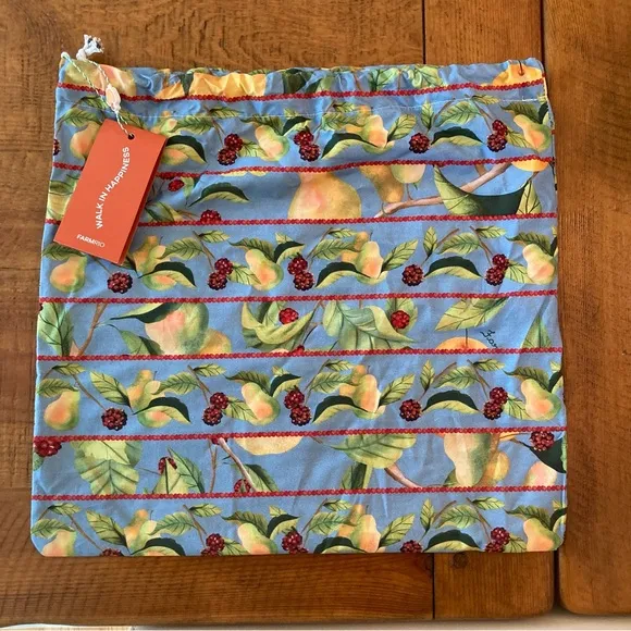 NEW FARM Rio Flat Monstera Sandal Rust Brown with Tropical Print Dust Bag Size 8