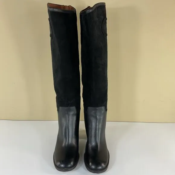 NEW Franco Sarto Women’s Rivettall Leather Knee High Boots Black Size 6.5M