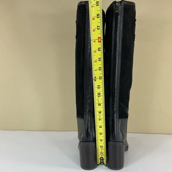 NEW Franco Sarto Women’s Rivettall Leather Knee High Boots Black Size 6.5M