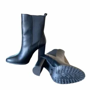 NEW French Connection Jenna Vegan Black Leather Heeled Boots SZ 10