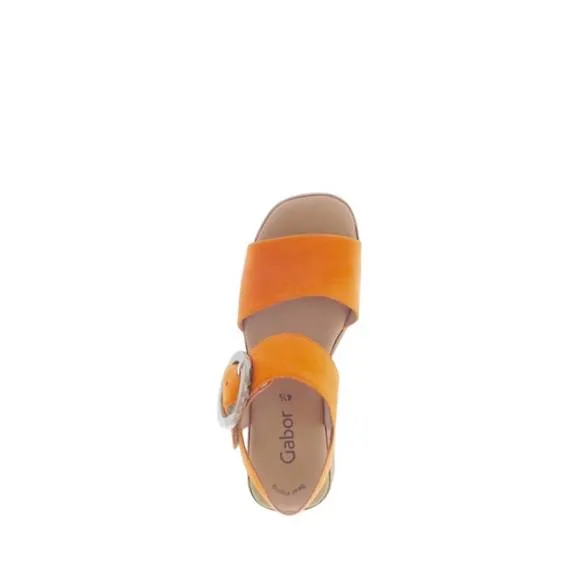 NEW GABOR women's suede wedge sandals in clementine