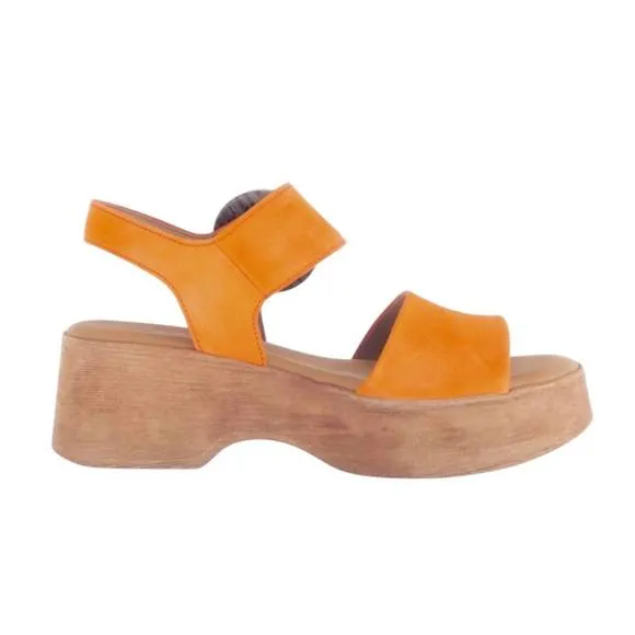 NEW GABOR women's suede wedge sandals in clementine