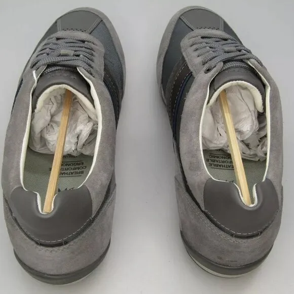 NEW GEOX  Wells Low Top Sneakers Tennis Casual Shoes Dark Gray Leather Size 9