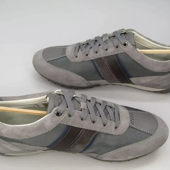 NEW GEOX  Wells Low Top Sneakers Tennis Casual Shoes Dark Gray Leather Size 9