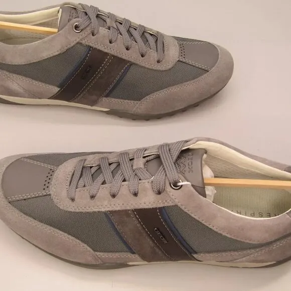 NEW GEOX  Wells Low Top Sneakers Tennis Casual Shoes Dark Gray Leather Size 9