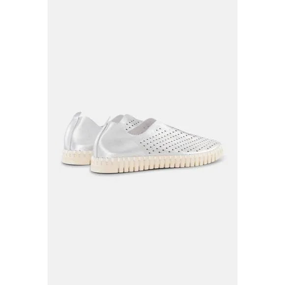 NEW ILSE JACOBSEN women's metallic tulip slip-on in silver