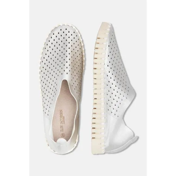NEW ILSE JACOBSEN women's metallic tulip slip-on in silver