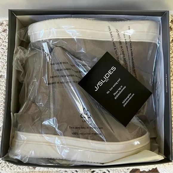 New in Box J/Slides Taupe Suede Lux Faux Fur-Lined, Truly Double-Zip Ankle Boots