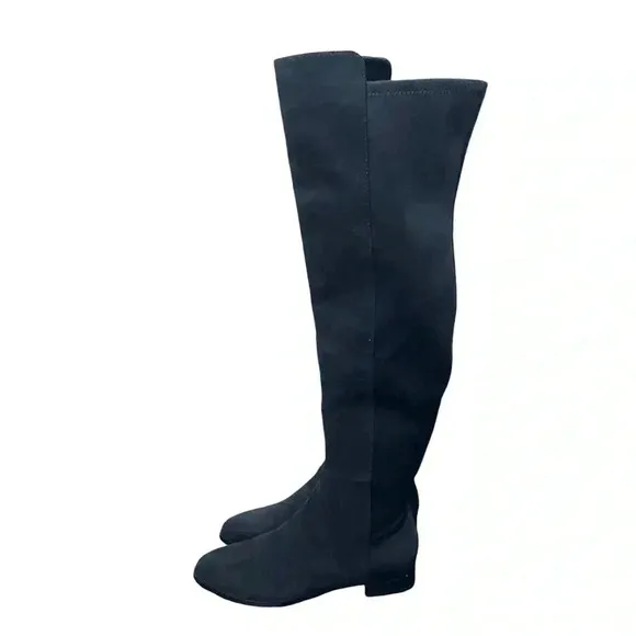 New J CREW Over the Knee Boots Black Suede