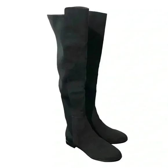 New J CREW Over the Knee Boots Black Suede