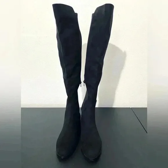 New J CREW Over the Knee Boots Black Suede