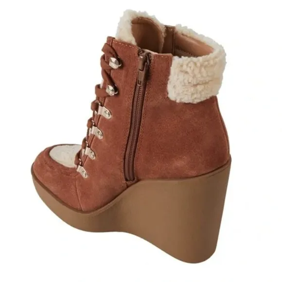 NEW Jessica Simpson Maelyn Laceup Platform Wedge Suede Boots Sz. 10