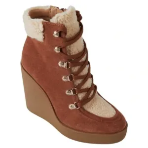 NEW Jessica Simpson Maelyn Laceup Platform Wedge Suede Boots Sz. 10