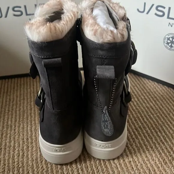 NEW- J/slides faux fur waterproof boots tan suede 8.5
