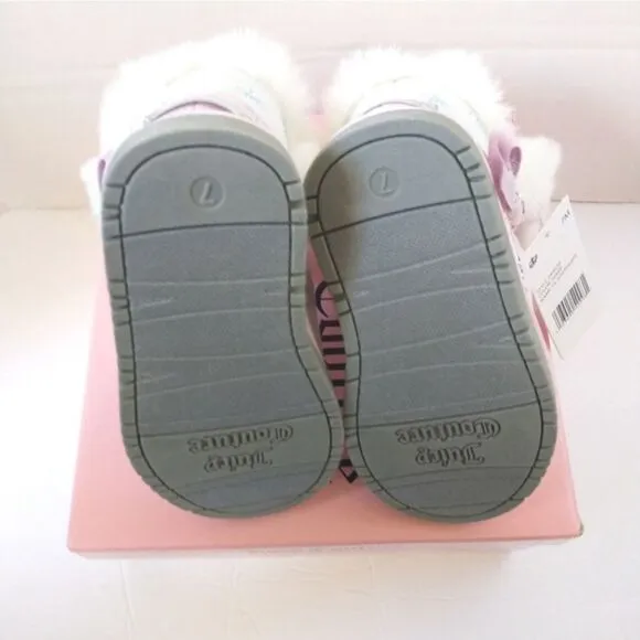 New! JUICY COUTURE Little Girls Glitter Rhinestone Logo Faux Fur Boots Booties 7