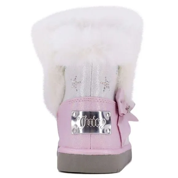 New! JUICY COUTURE Little Girls Glitter Rhinestone Logo Faux Fur Boots Booties 7