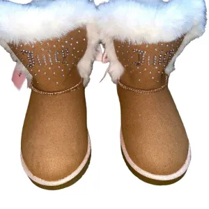 NEW Juicy Couture Toddler Girls Boots With Bling and Faux Fur Size 8 ~