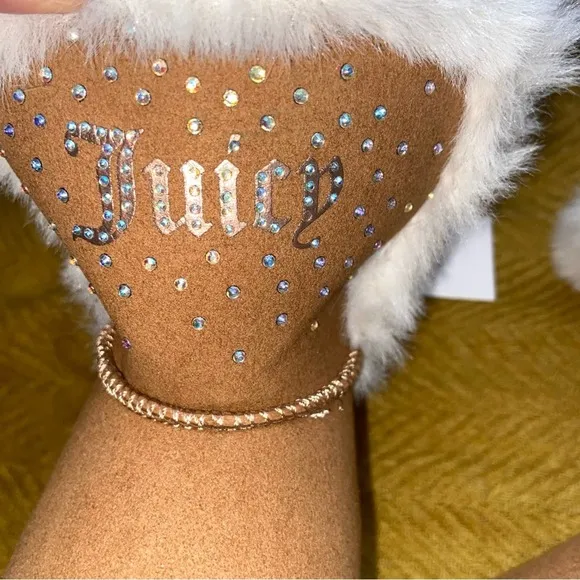 NEW Juicy Couture Toddler Girls Boots With Bling and Faux Fur Size 8 ~
