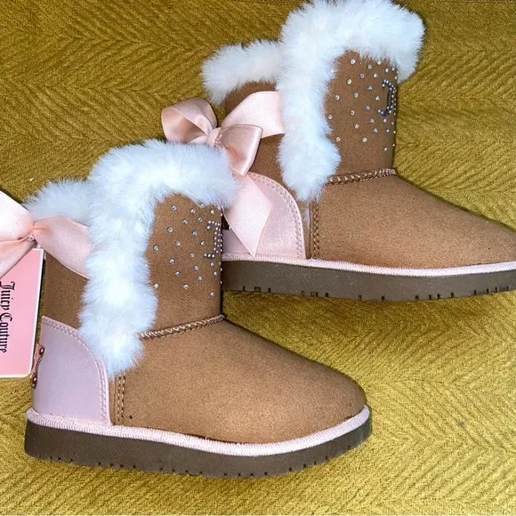 NEW Juicy Couture Toddler Girls Boots With Bling and Faux Fur Size 8 ~