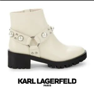New Karl Lagerfeld PARIS Pixie Embellished Moto boots