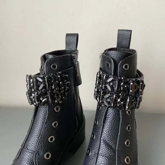 New Karl Lagerfeld Payson Combat Embellished Boots​​​​
