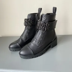 New Karl Lagerfeld Payson Combat Embellished Boots​​​​