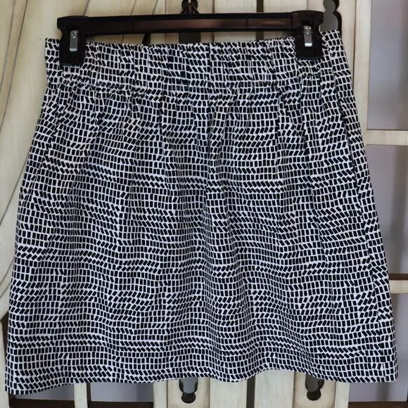 New Kate Spade Saturday Black White Shuffle Shape A-line Skirt Size 0